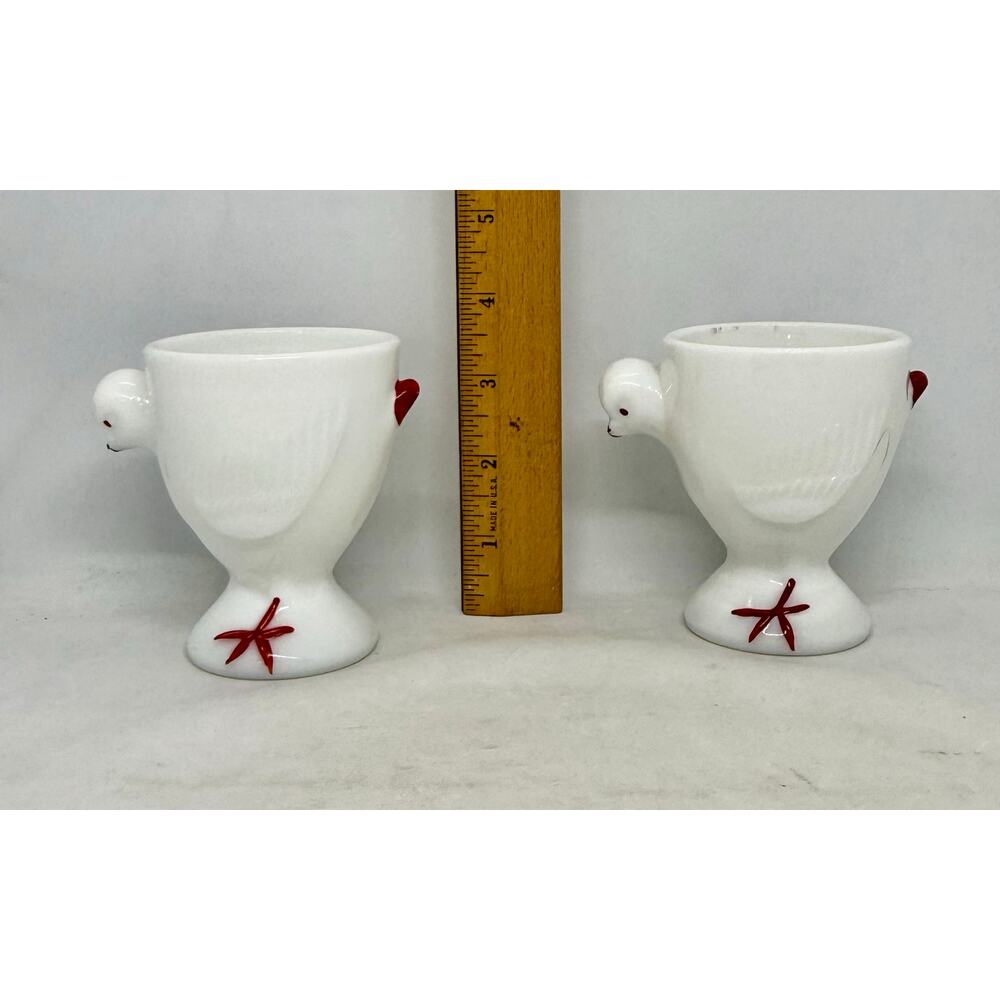 1950's Westmoreland Milk Glass Chick Design Egg Cups - A Pair - Picture 14 of 16